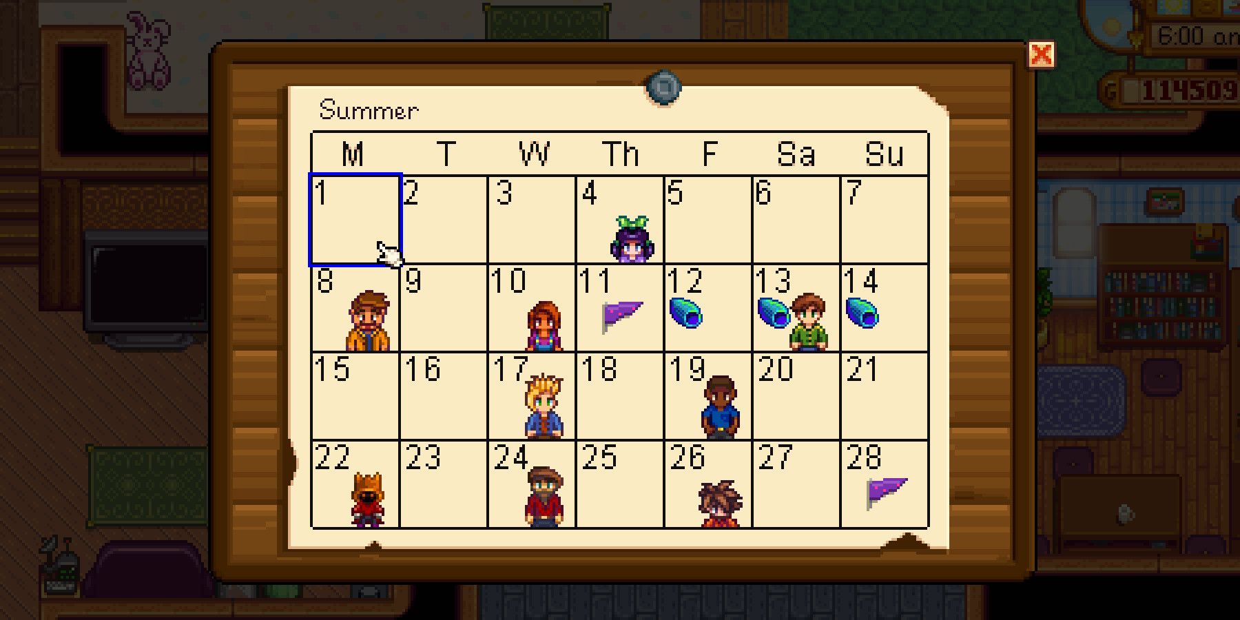 Stardew Valley Calendar Summer