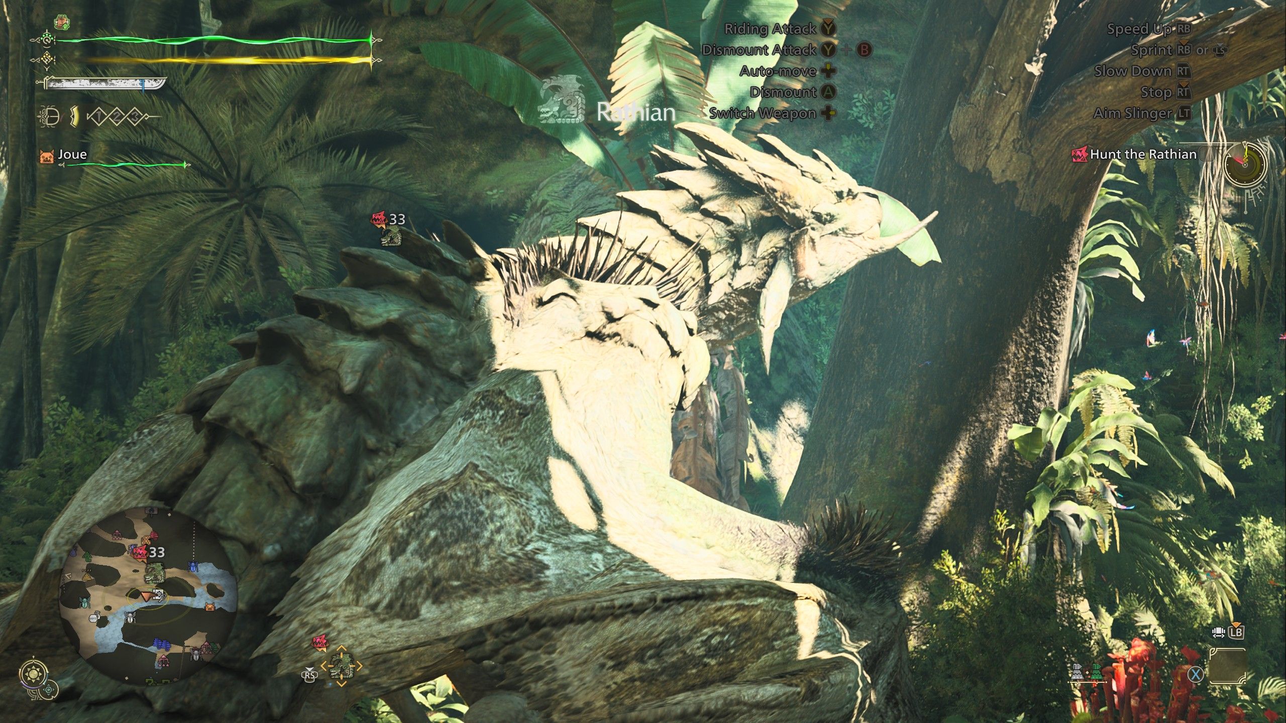 The Rathian resting under the sun in Monster Hunter Wilds.