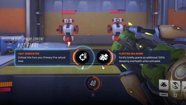 The UI for picking Orisa's minor perks.