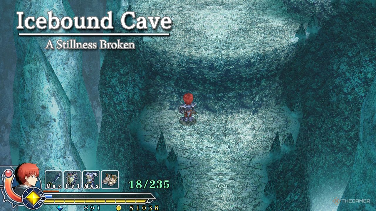 Adol in the icebound cave in ys memoire oath in felghana.