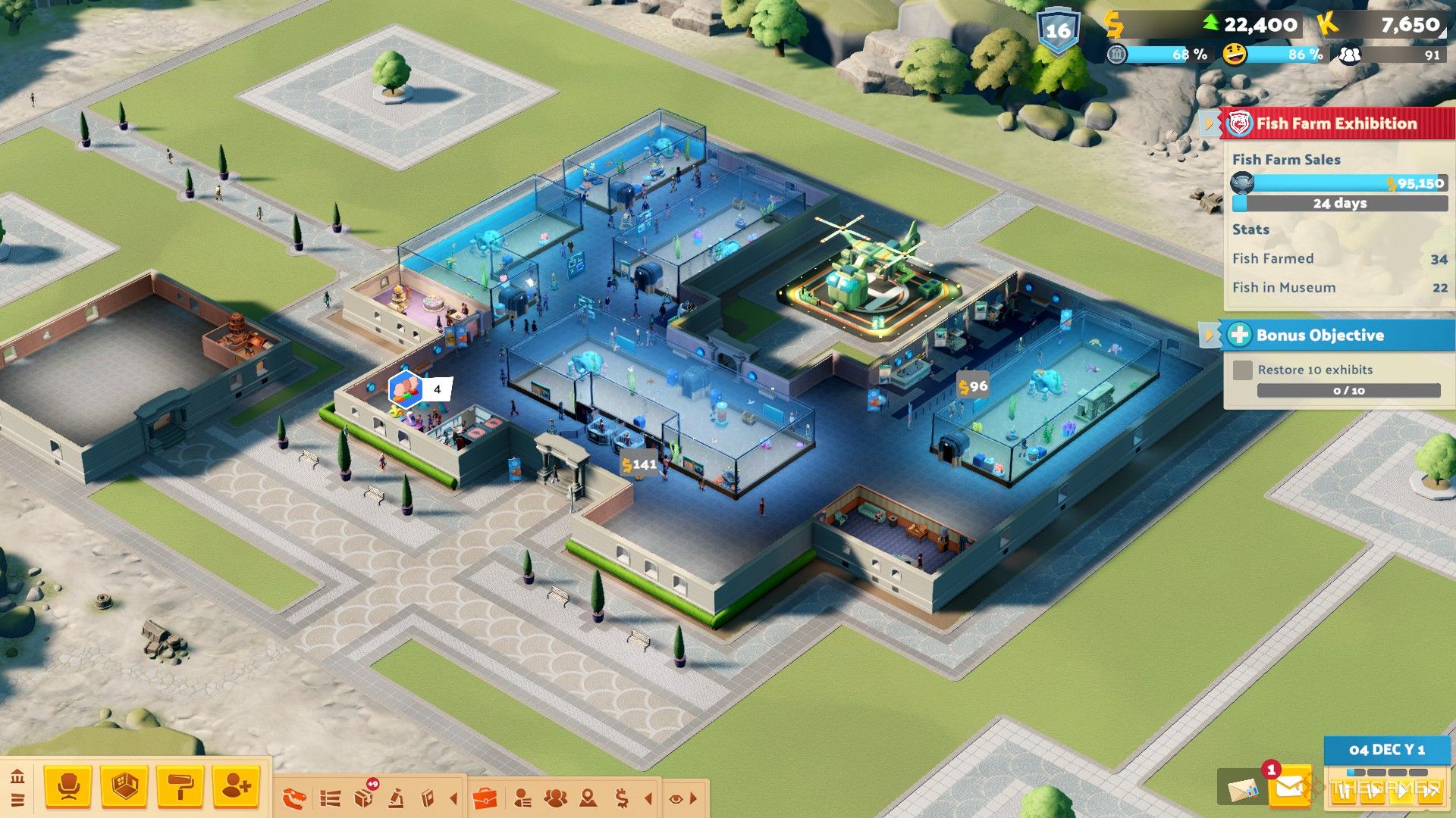 a fully-built aquarium in the elementary shoal fish farm exhibition map in two point museum