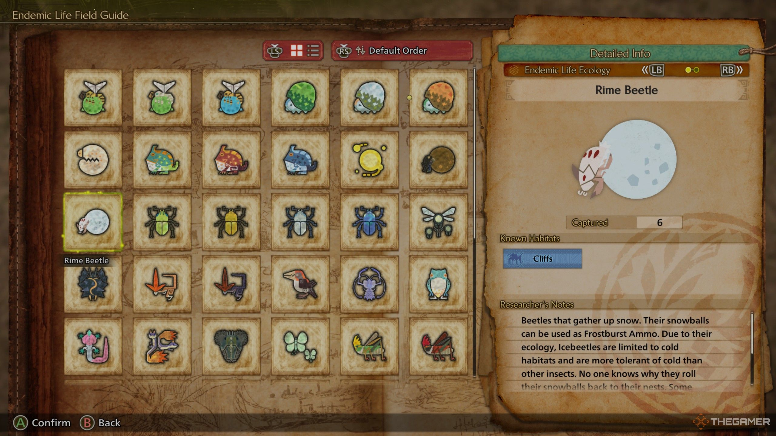 the field guide description of a rime beetle in monster hunter wilds.