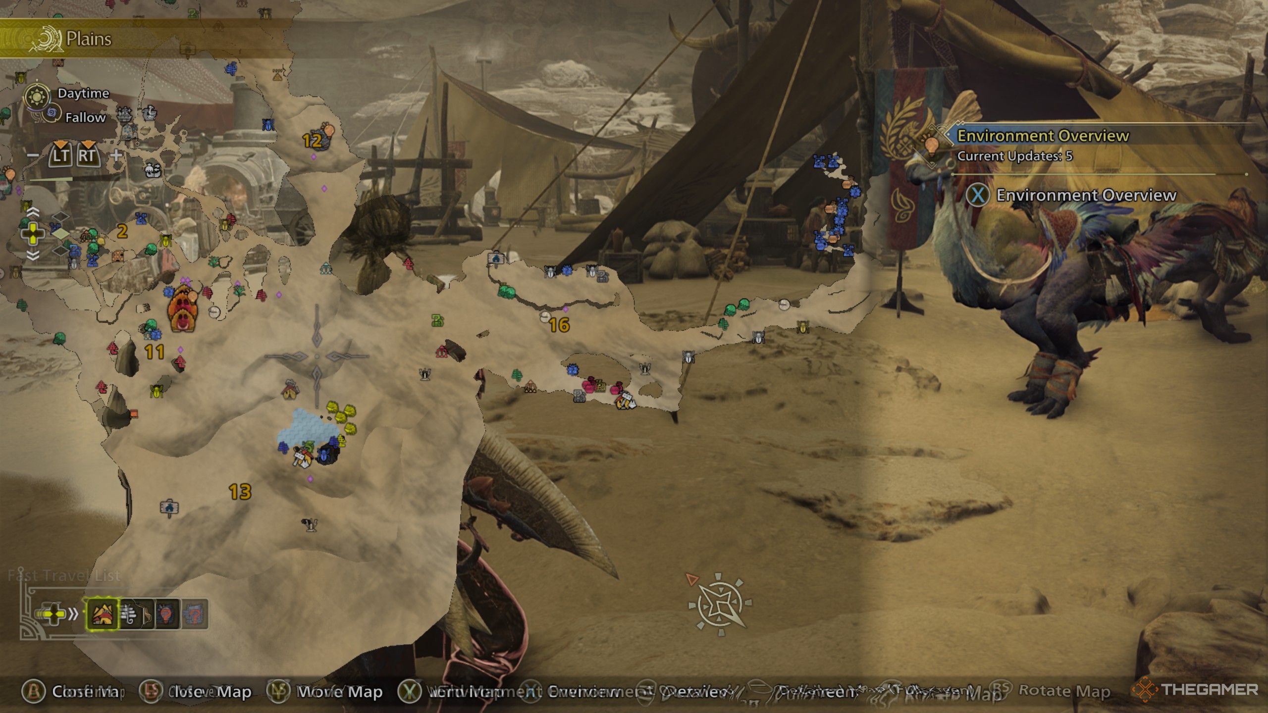 The map of the desert in the windward plains in monster hunter wilds.