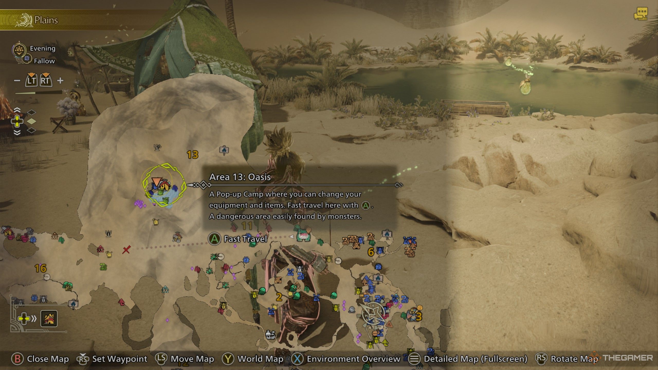 Monster hunter wilds oasis on the map in the windward plains.