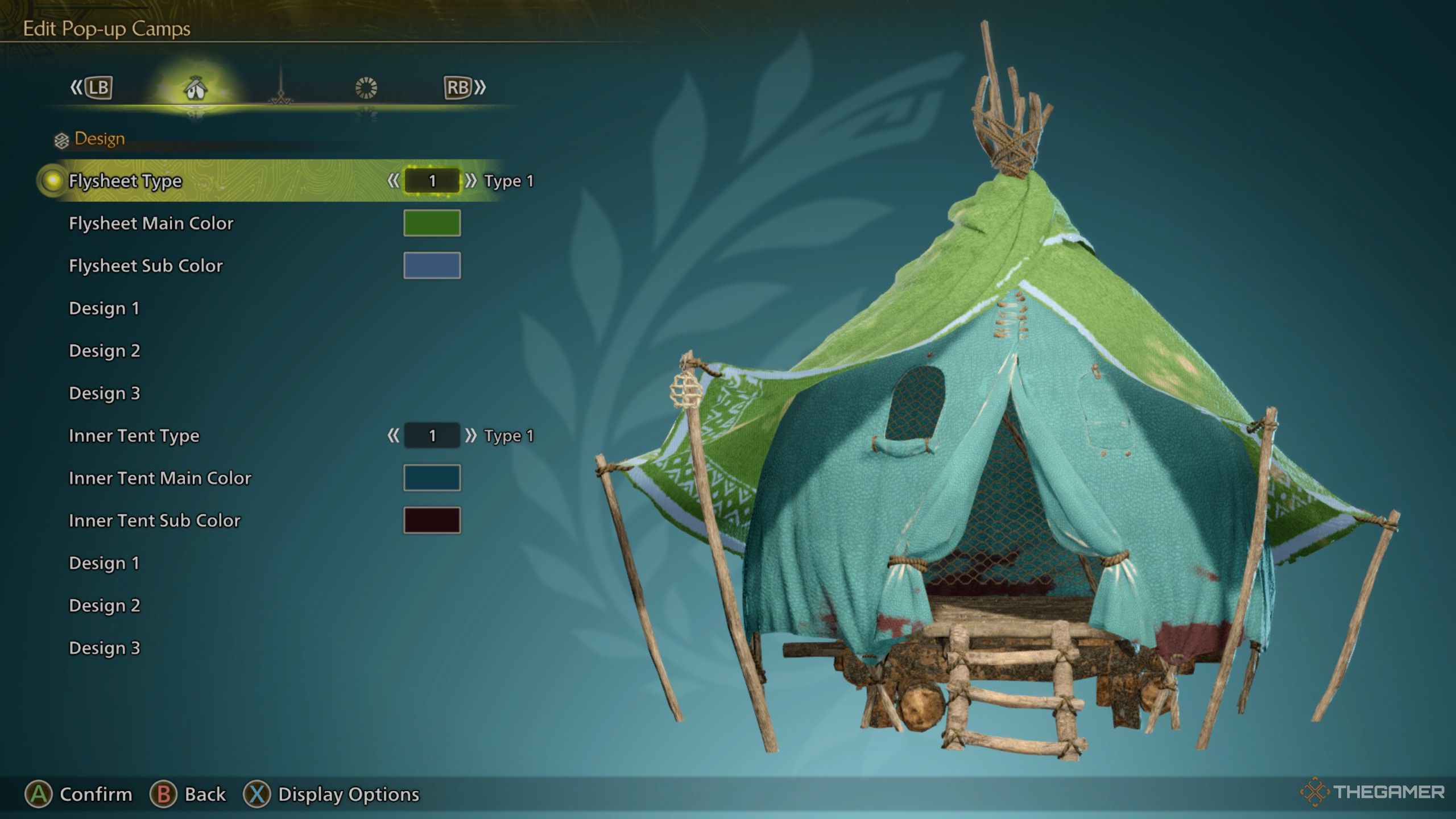 a customised pop-up camp in the menu in monster hunter wilds.