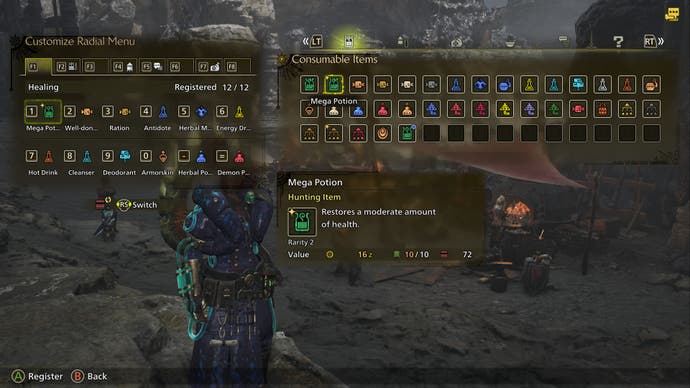 Customising your radial menu in Monster Hunter Wilds.