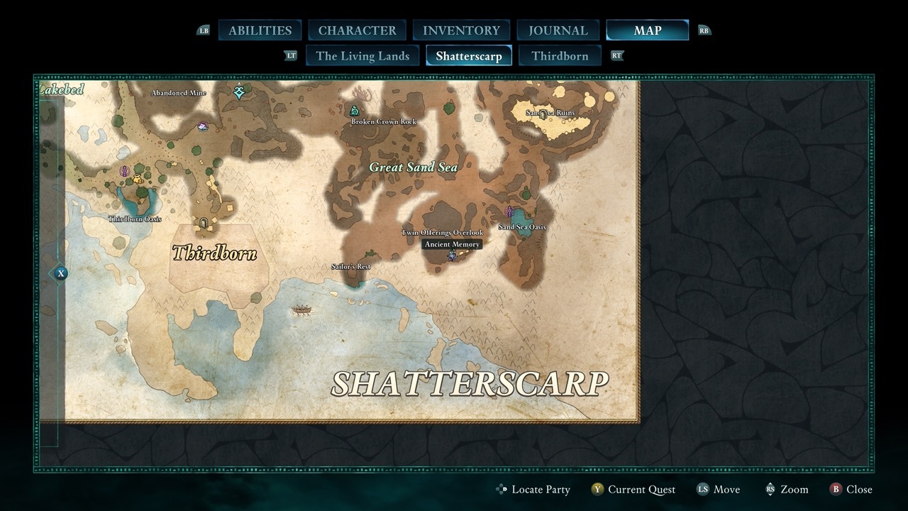 The third Ancient Memory can be found in the Great Sand Sea.