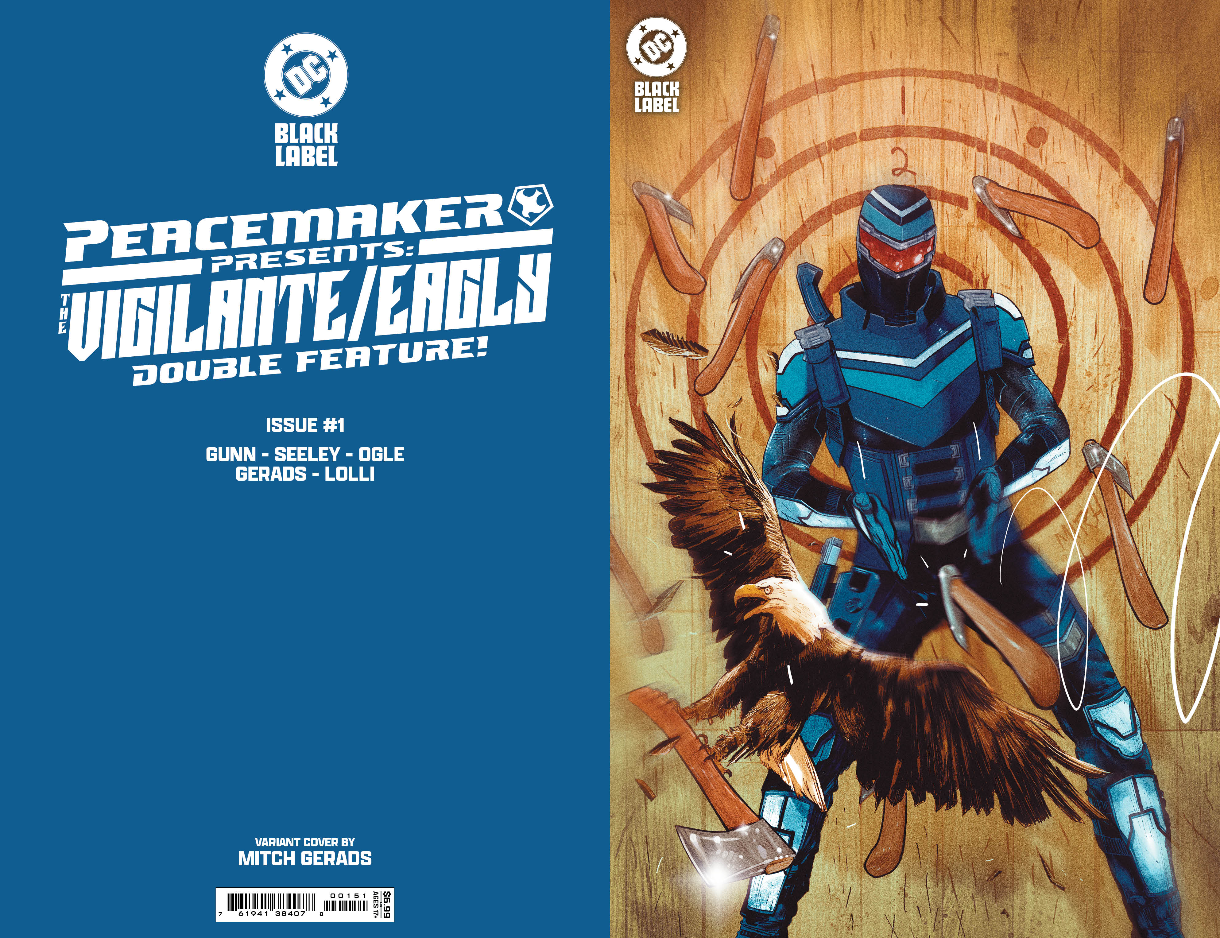 The foil variant of Mitch Gerads' main cover for Peacemaker Presents: The Vigilante/Eagly Double Feature.