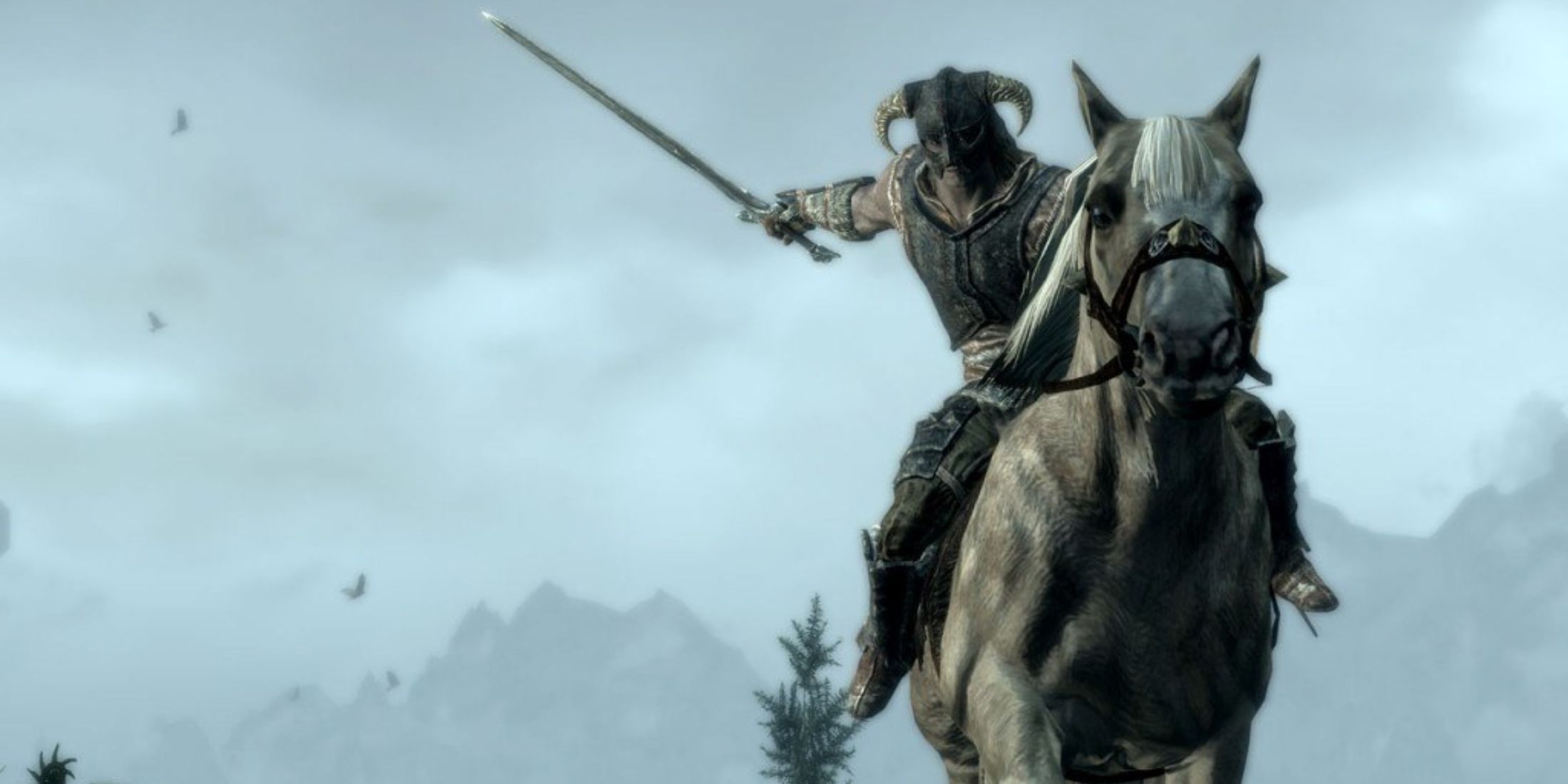 The Elder Scrolls 5 Skyrim the Dragonborn riding a horse