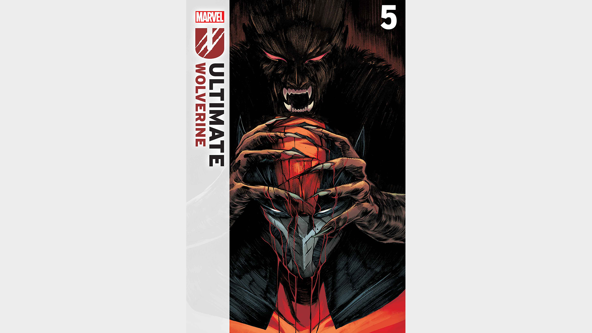 Ultimate Wolverine #5 cover with Ultimate Sabretooth holding Wolverine's helmet