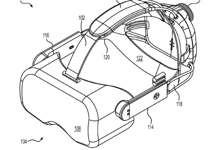 A patent for a Valve VR headset on a white background