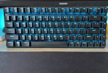 Alienware Pro Wireless gaming keyboard in a desk setup