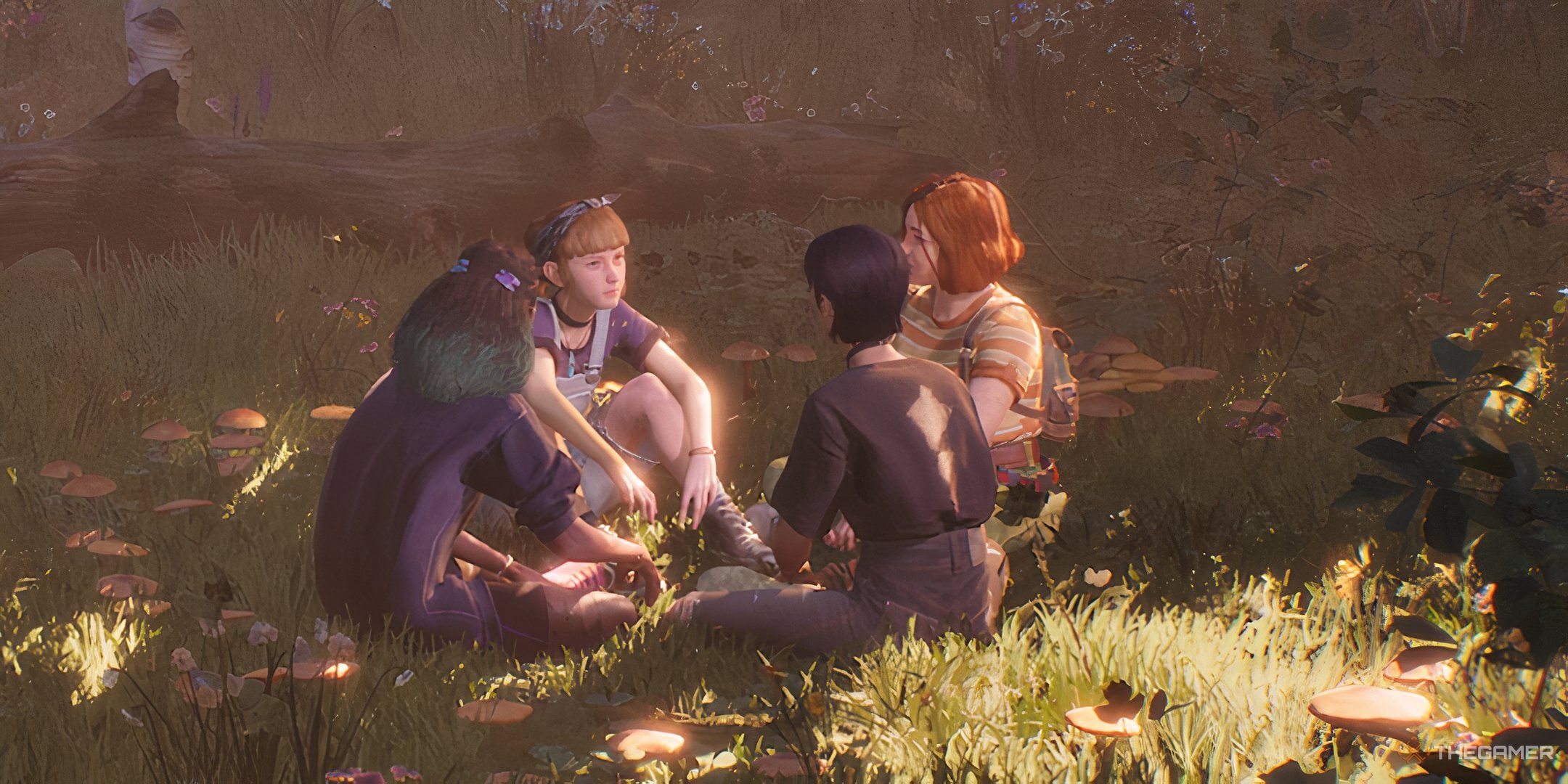 Kat, Swann, Autumn, and Nora Sitting In Circle In Lost Records: Bloom & Rage.