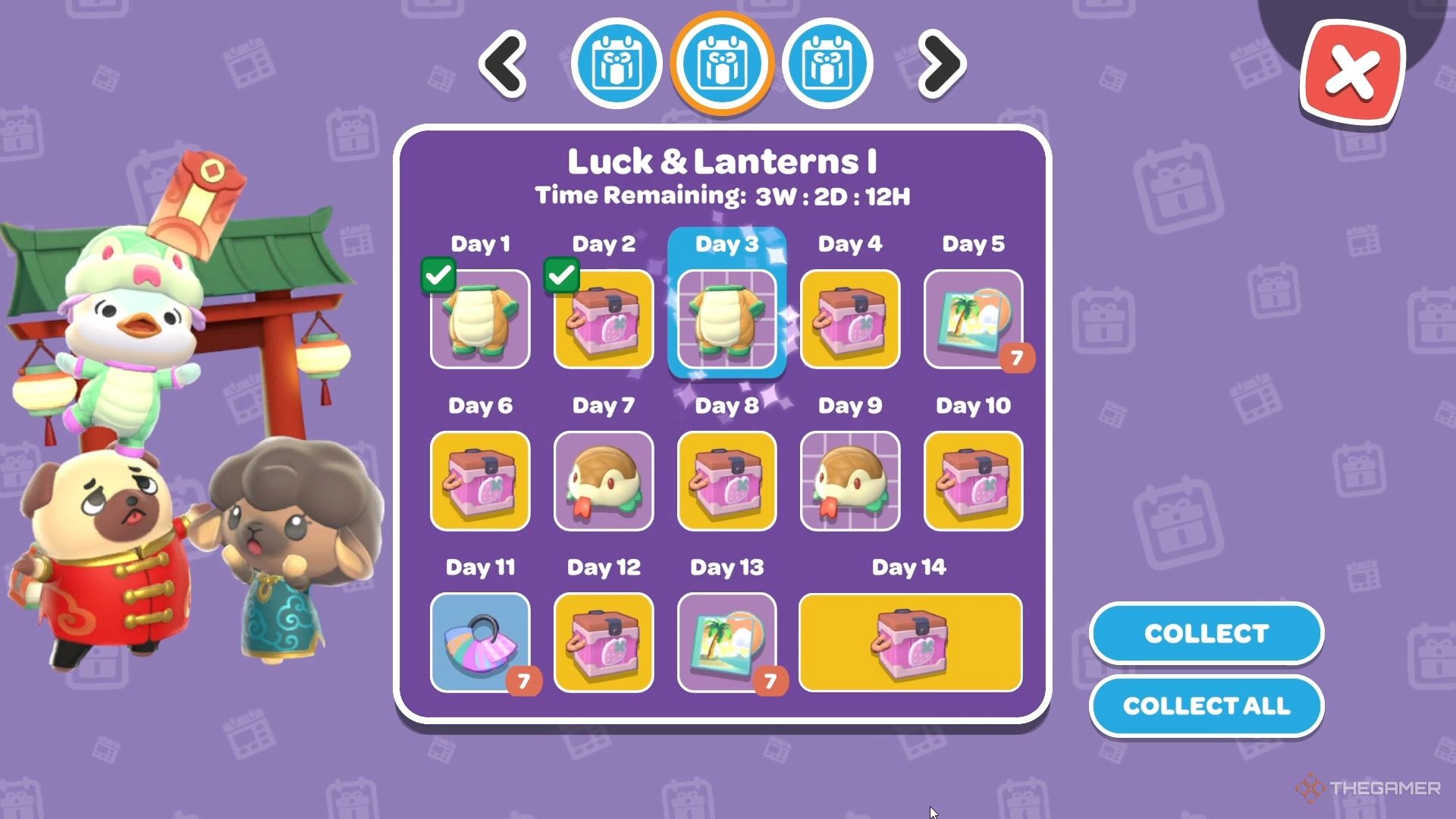 Luck and Lanterns daily login rewards.