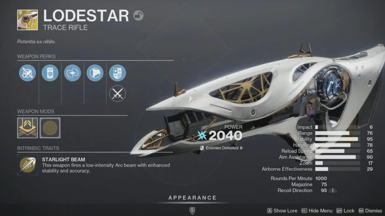 Lodestar Exotic trace rifle