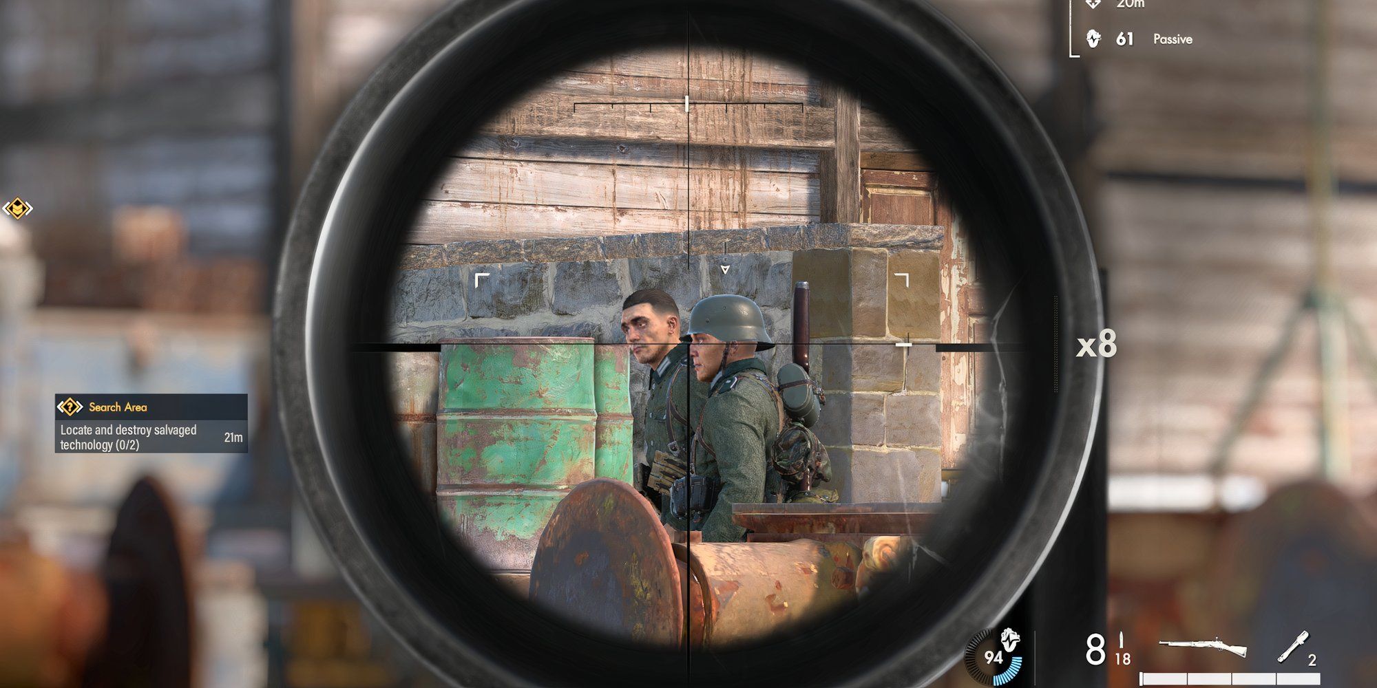 Lining up a double kill In Sniper Elite Resistance