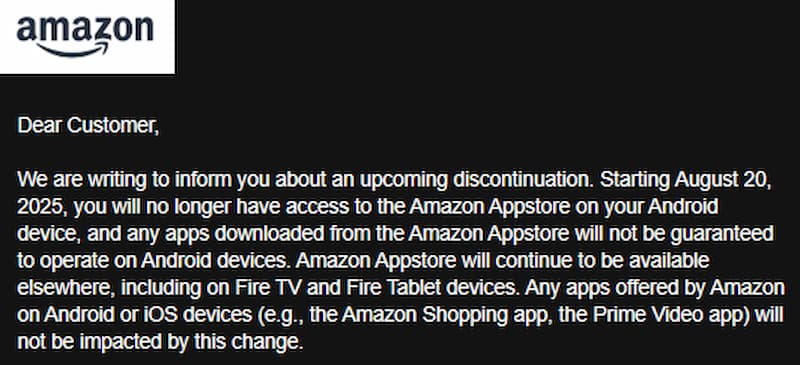 amazon appstore android shutdown