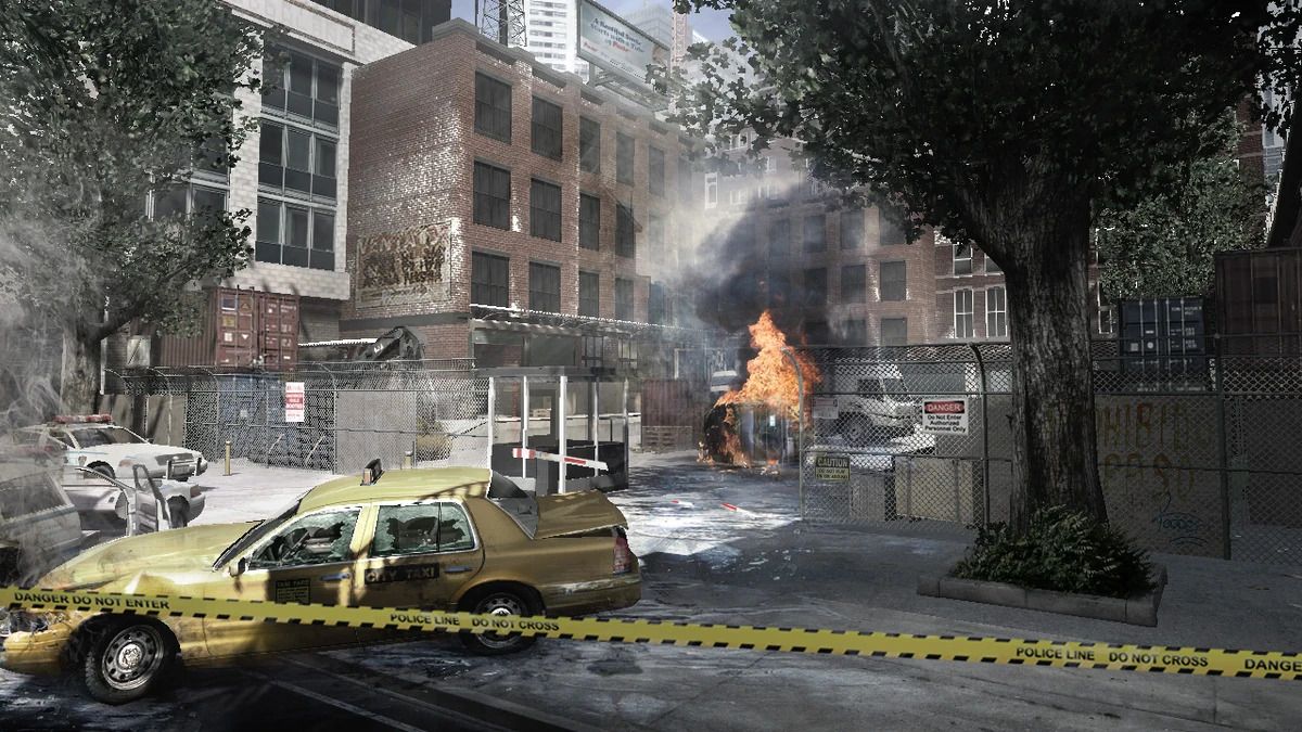 An image of Heat Street, a level from Payday: The Heist. 