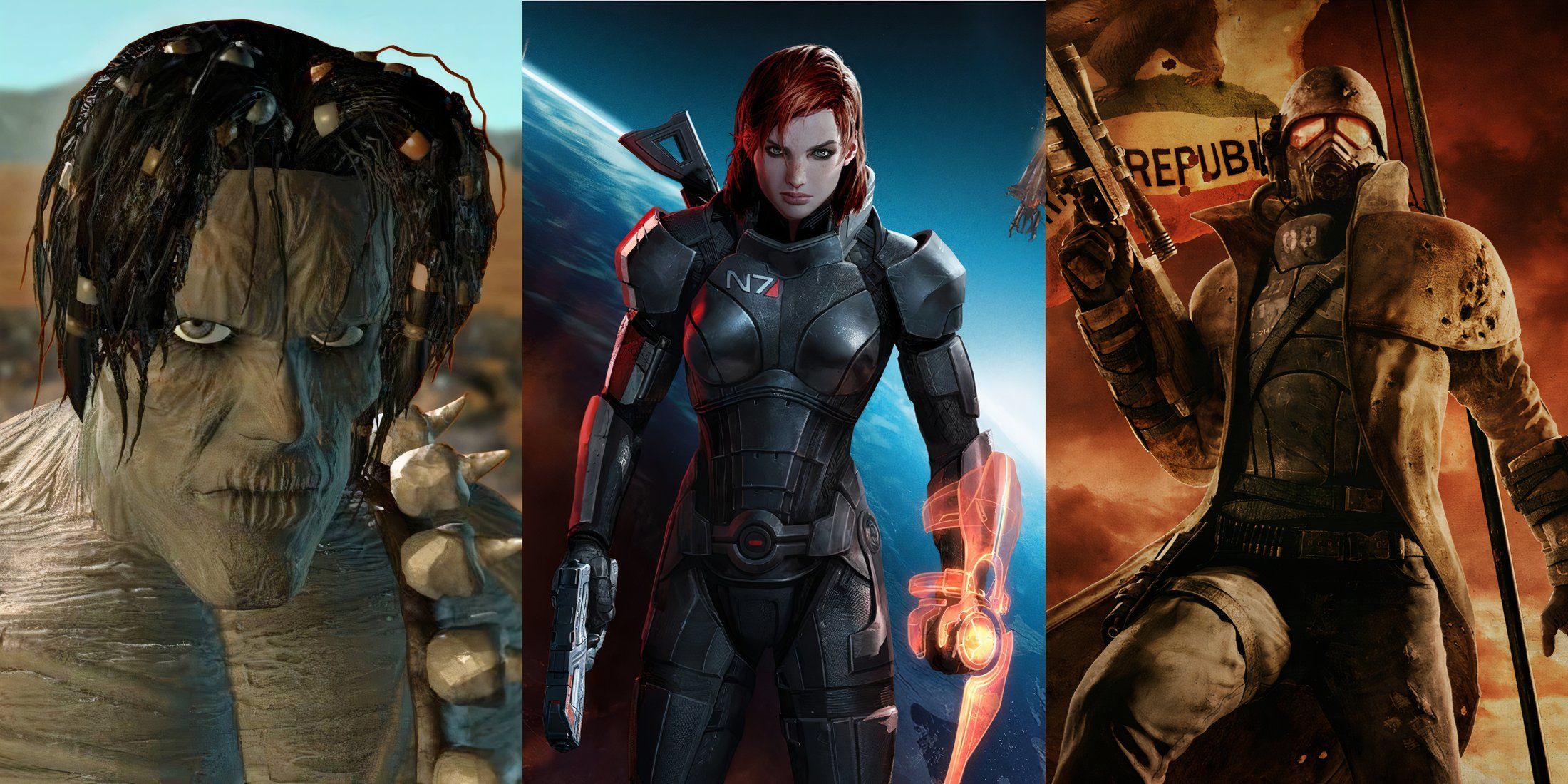 Image depicting the Nameless One from Planescape Torment, Shepard from Mass Effect, and Fallout New Vegas