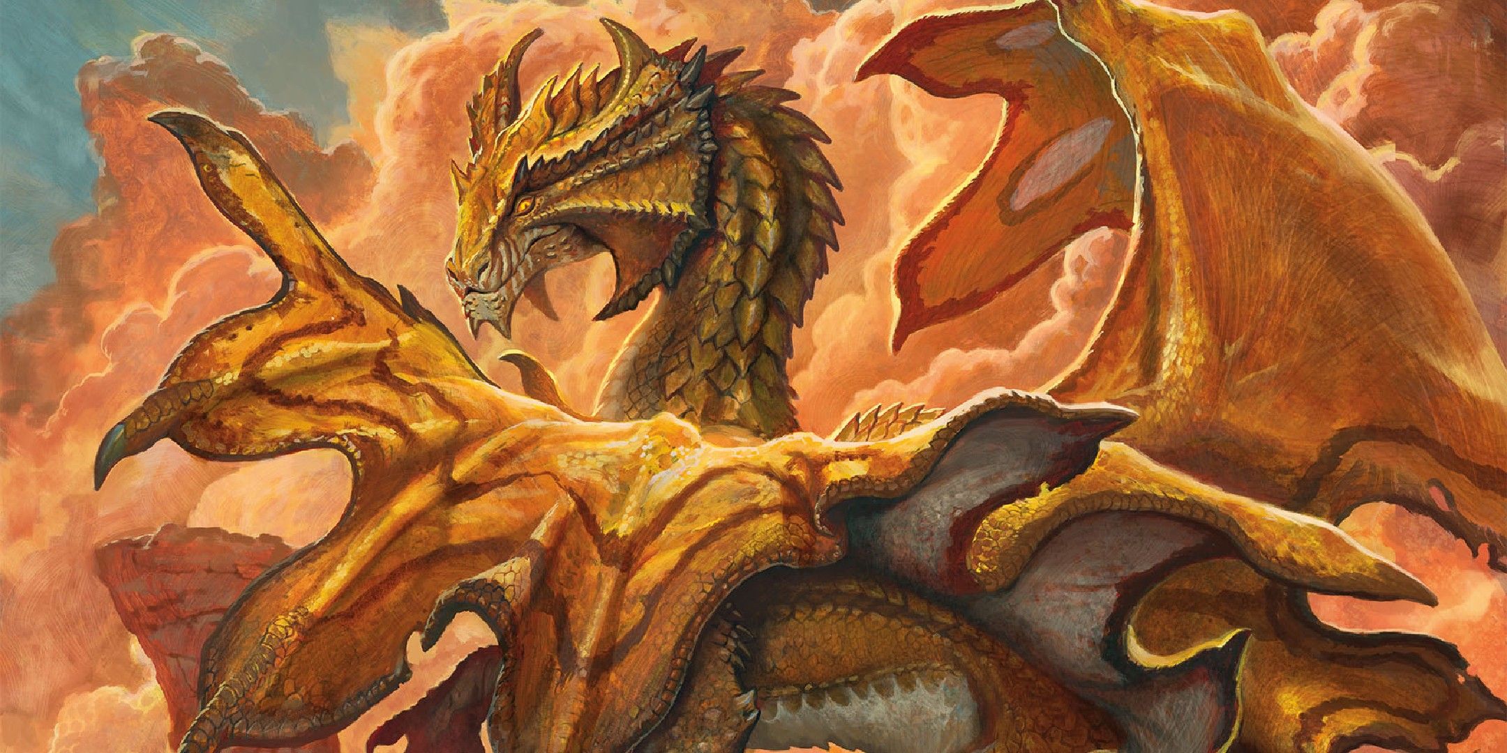 Dungeons & Dragons image showing an ancient brass dragon.