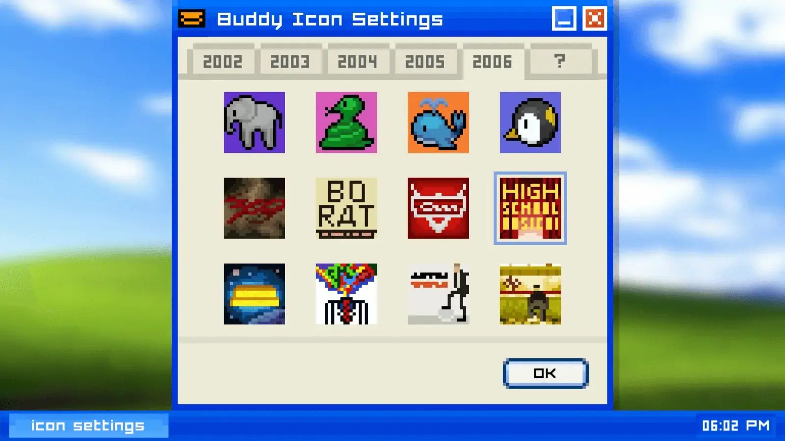 The icon selection screen from Emily Is Away.