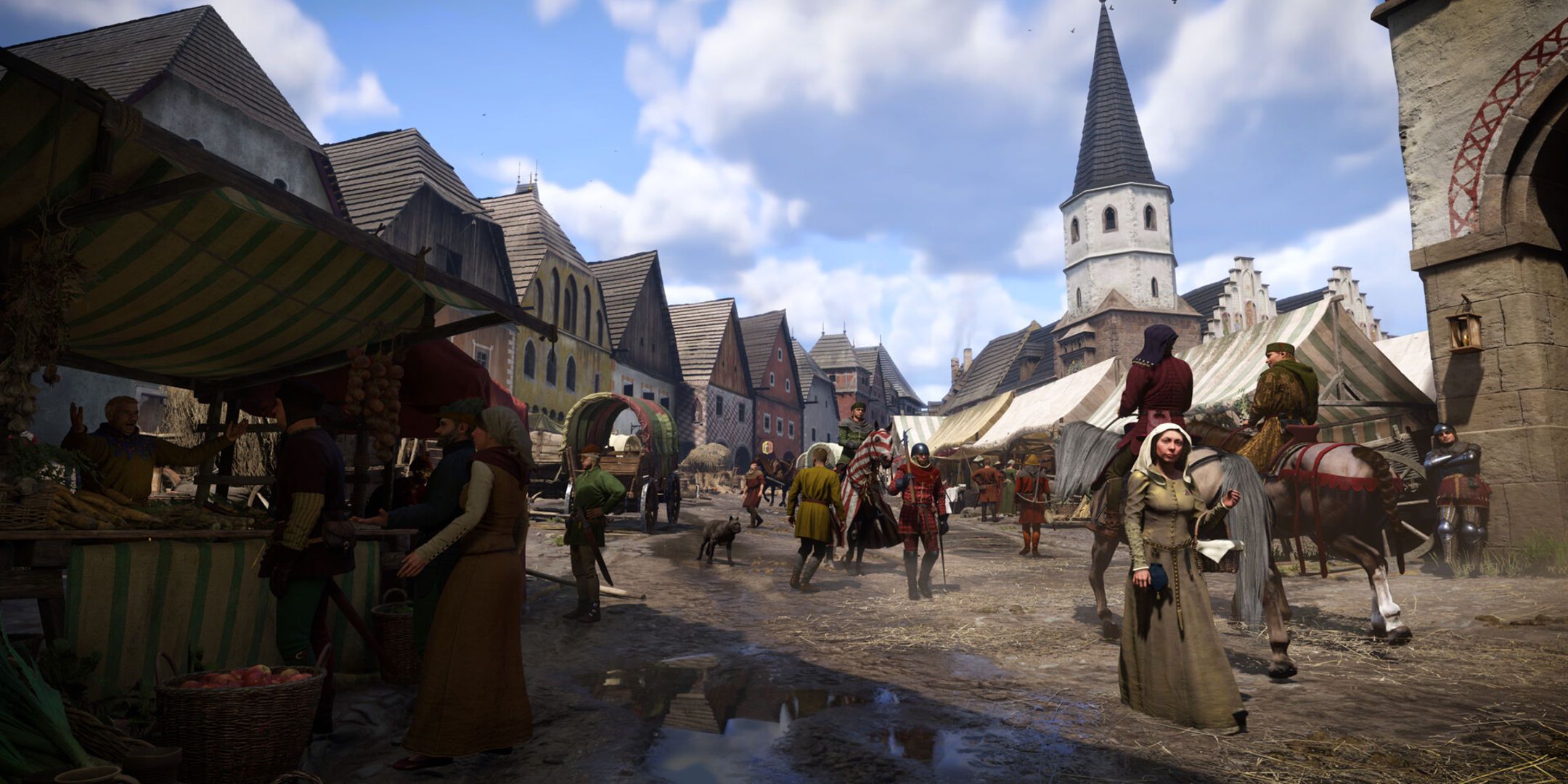 Kingdom Come: Deliverance 2 in-game image of Kuttenberg with NPCs walking around.