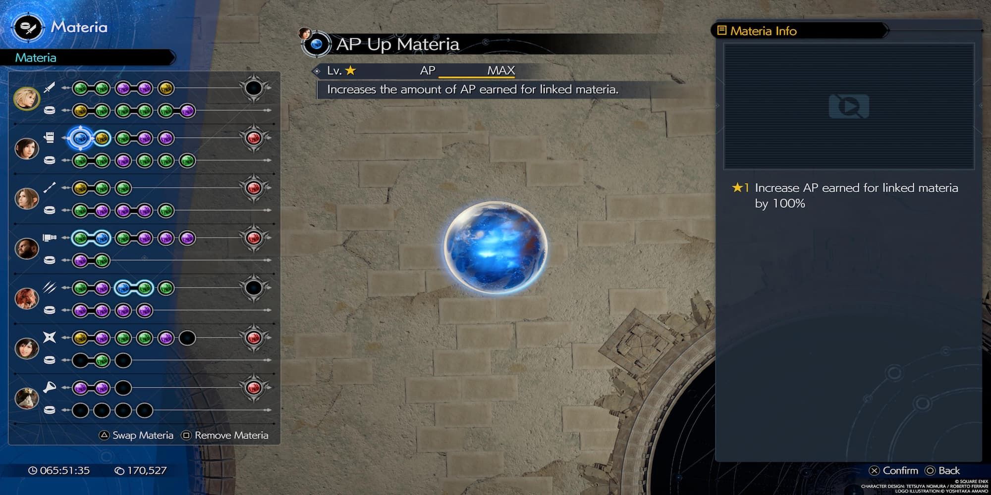 The AP Up Materia In The Menu 