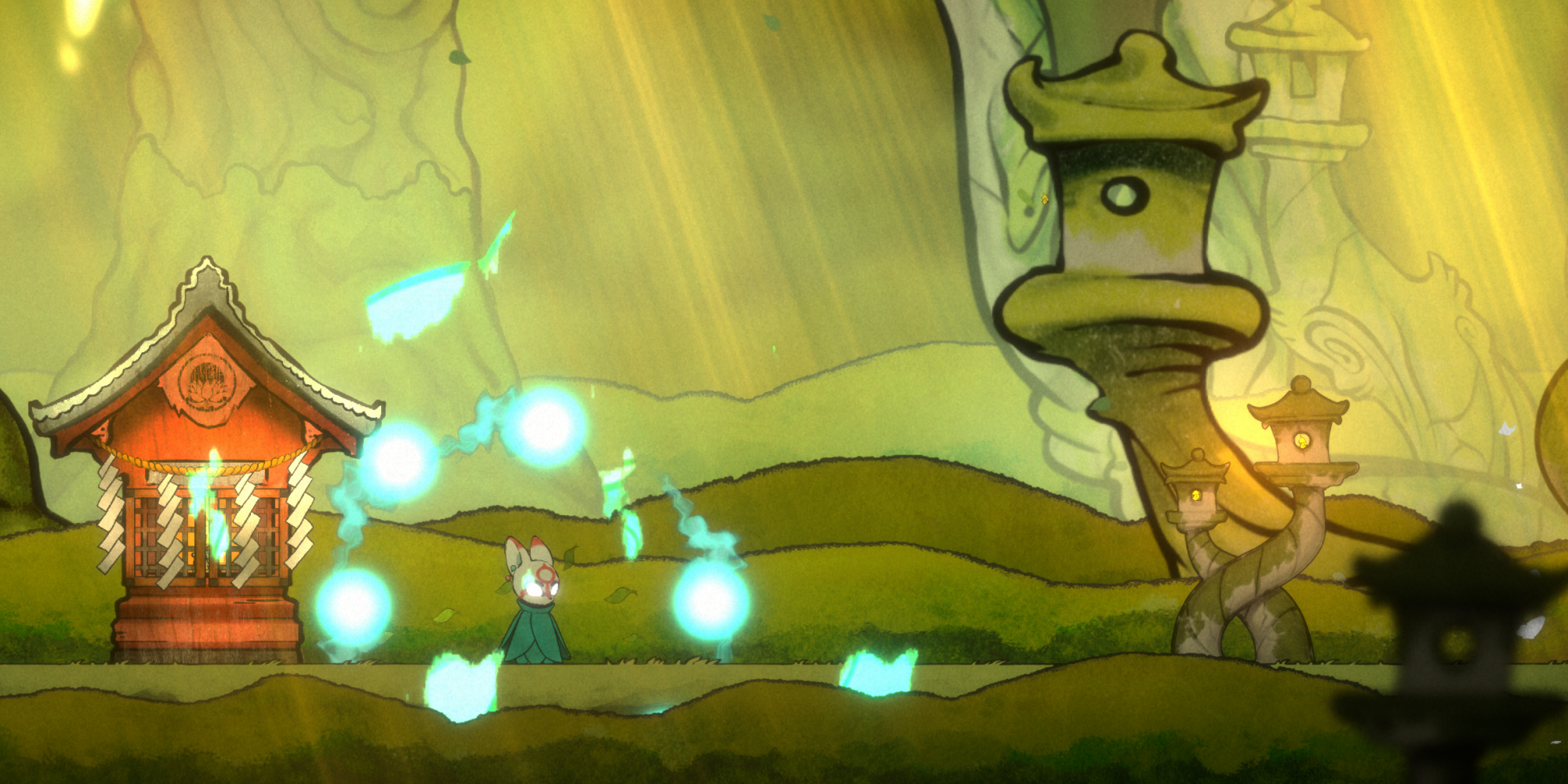 Bo using a Jingu Daruma attack in Bo Path of the Teal Lotus in Midori Forest.