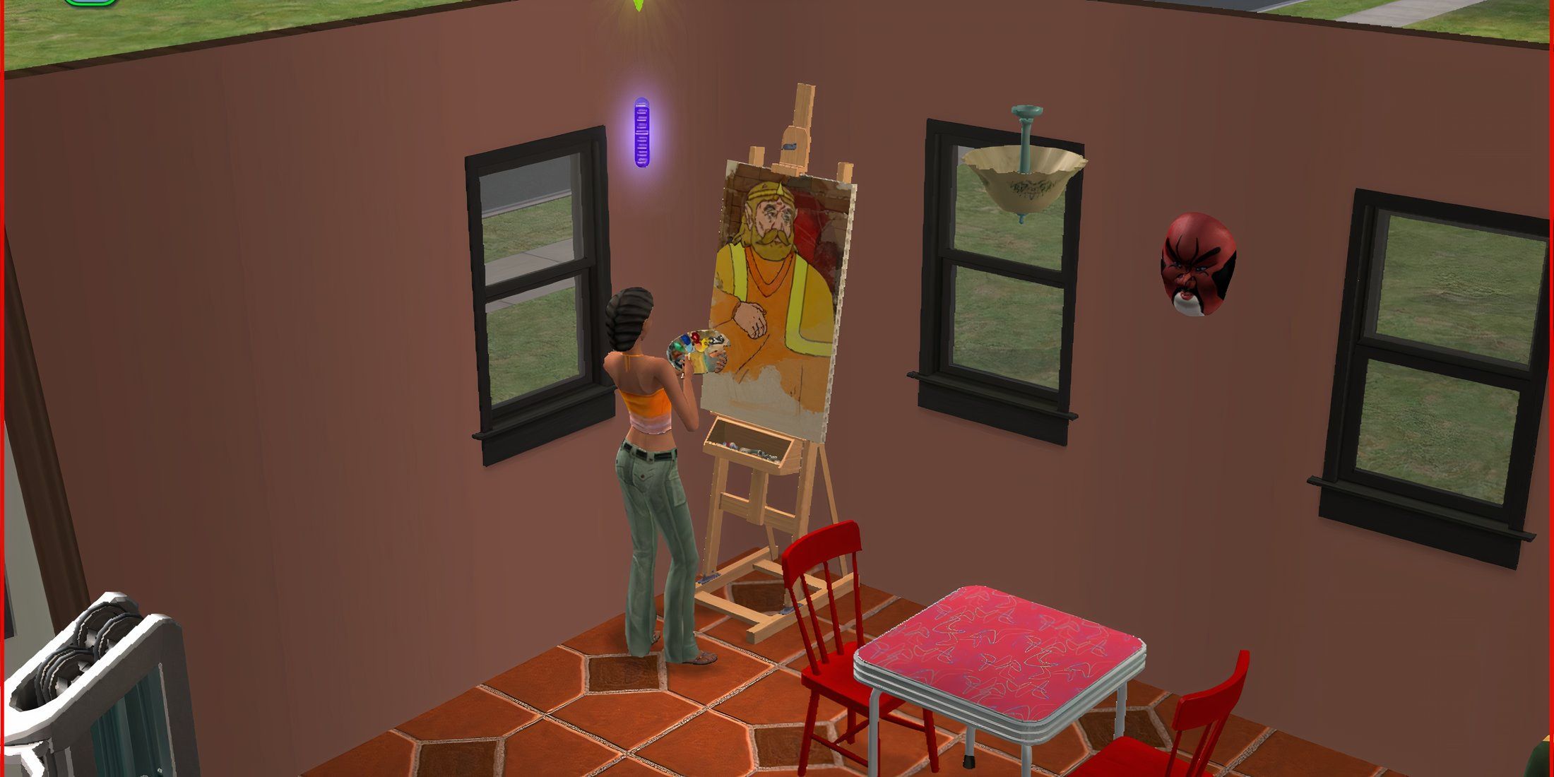 a sim painting in the sims 2