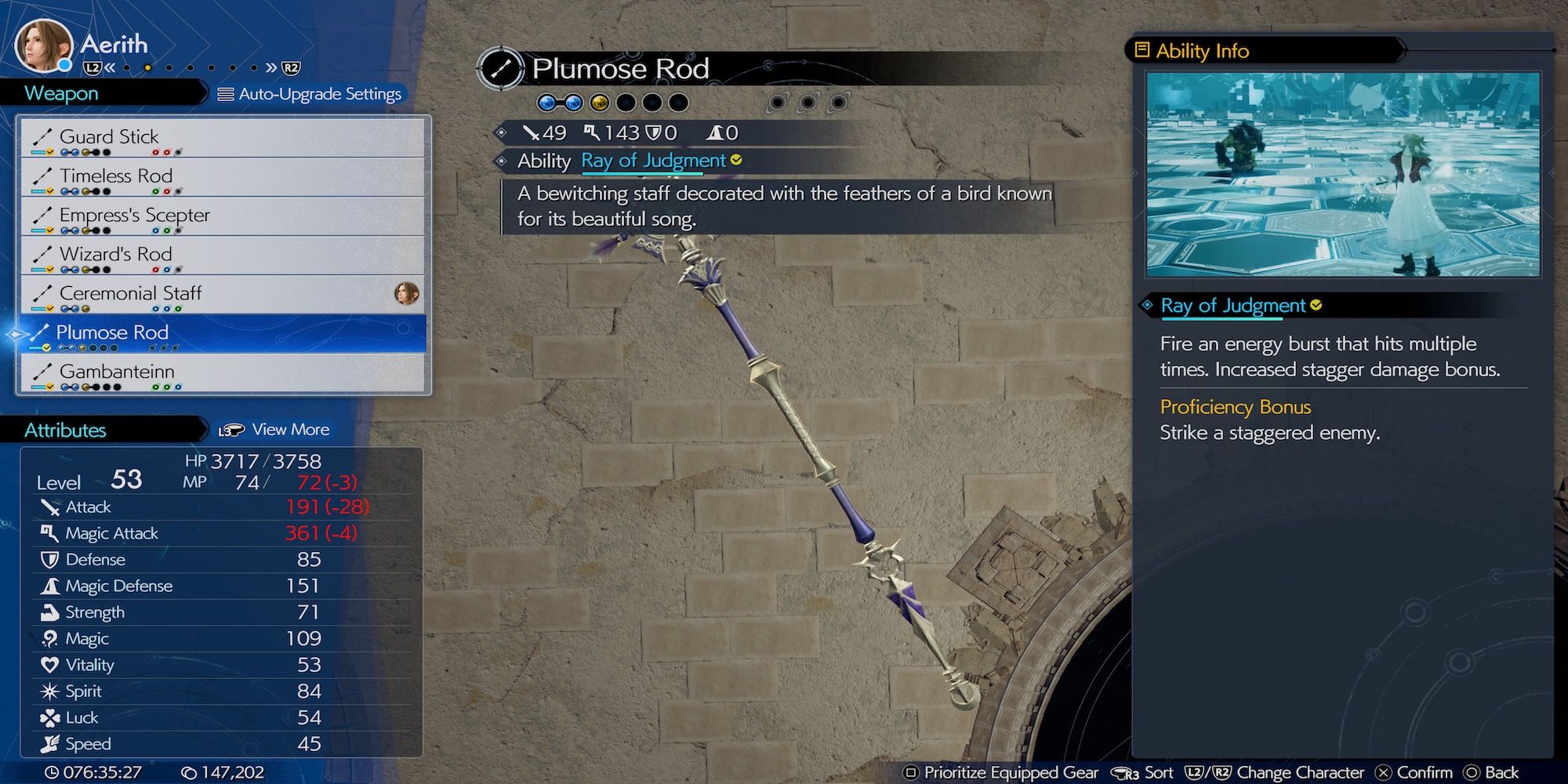 Plumose Rod weapon in Final Fantasy 7 Rebirth