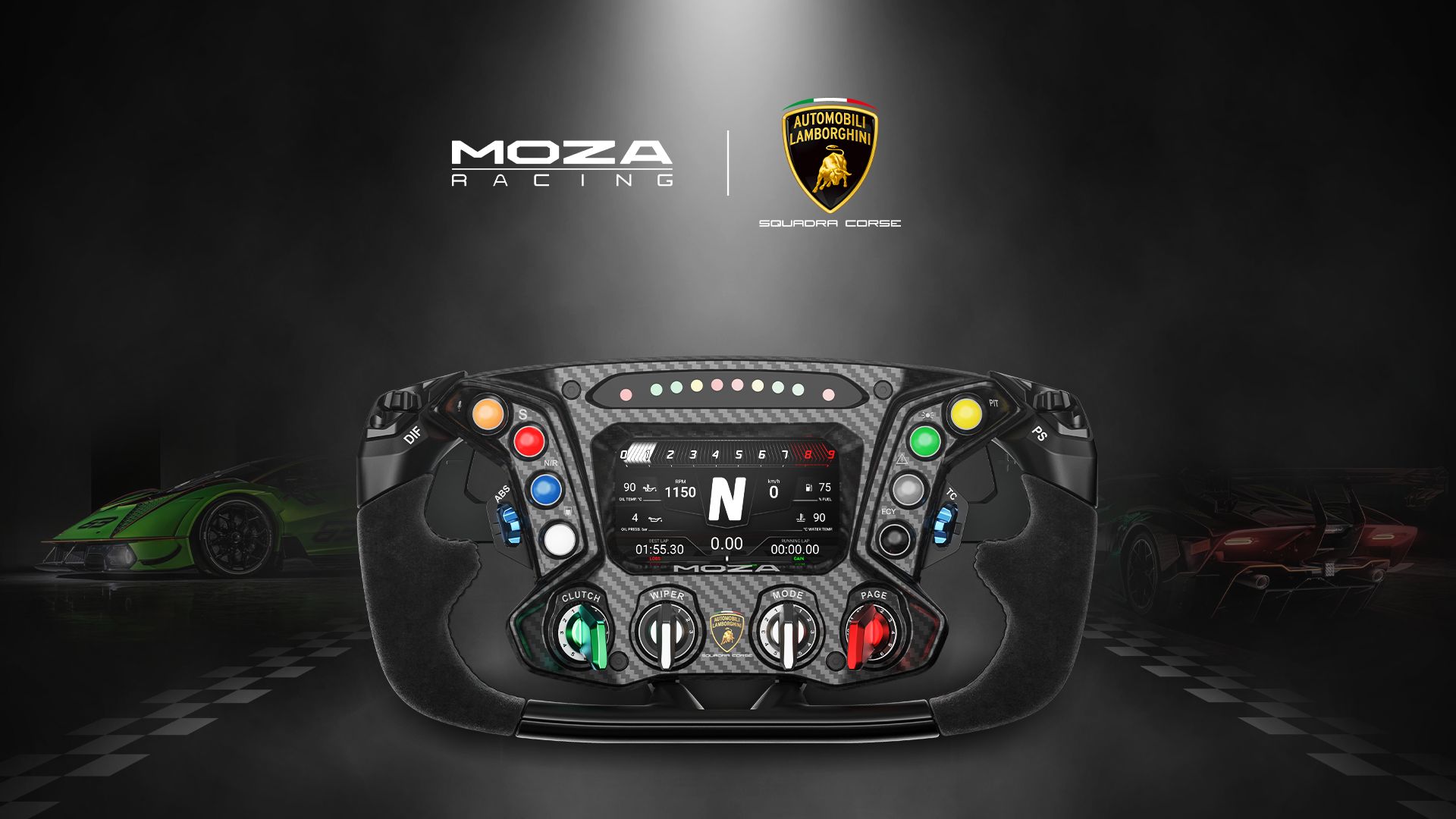 The Moza Lamborghini racing wheel