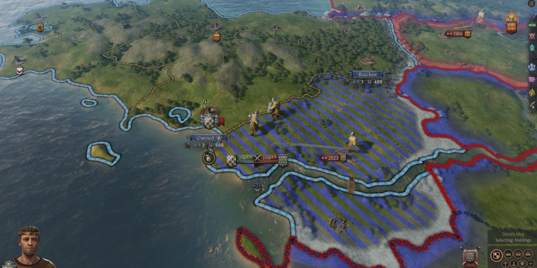 a battle occuring on the map in crusader kings 3.