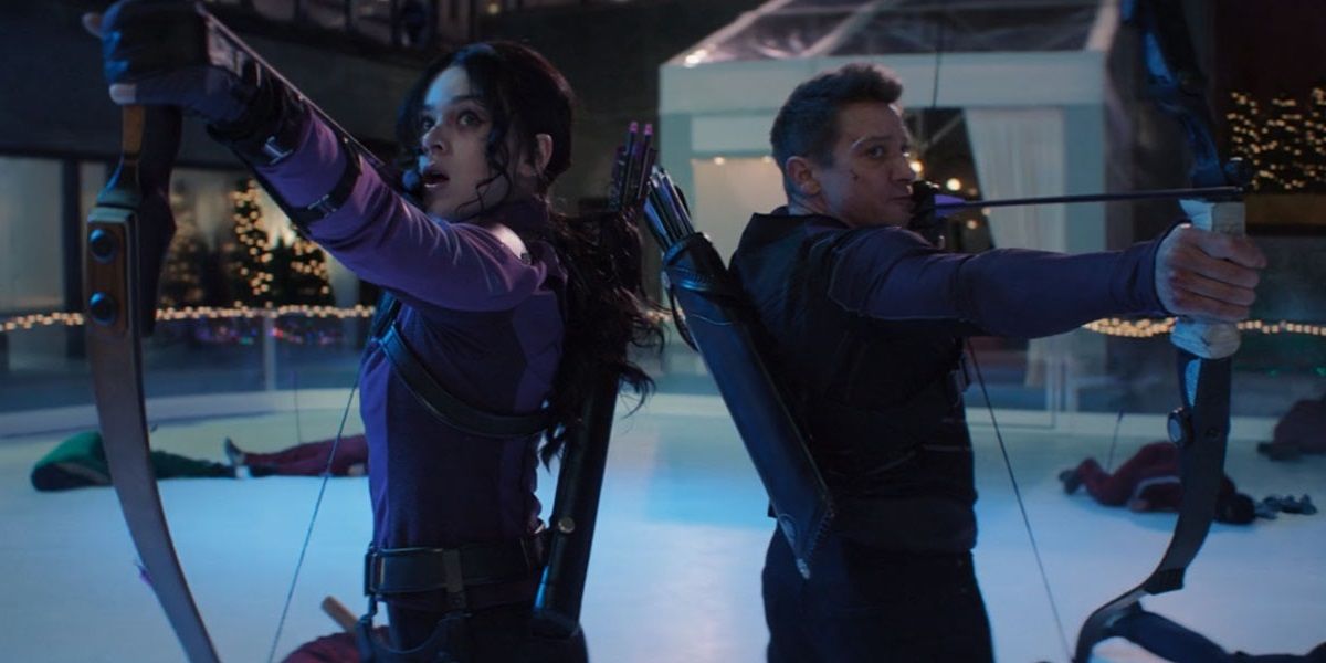 Clint and Kate shooting arrows in the Hawkeye finale