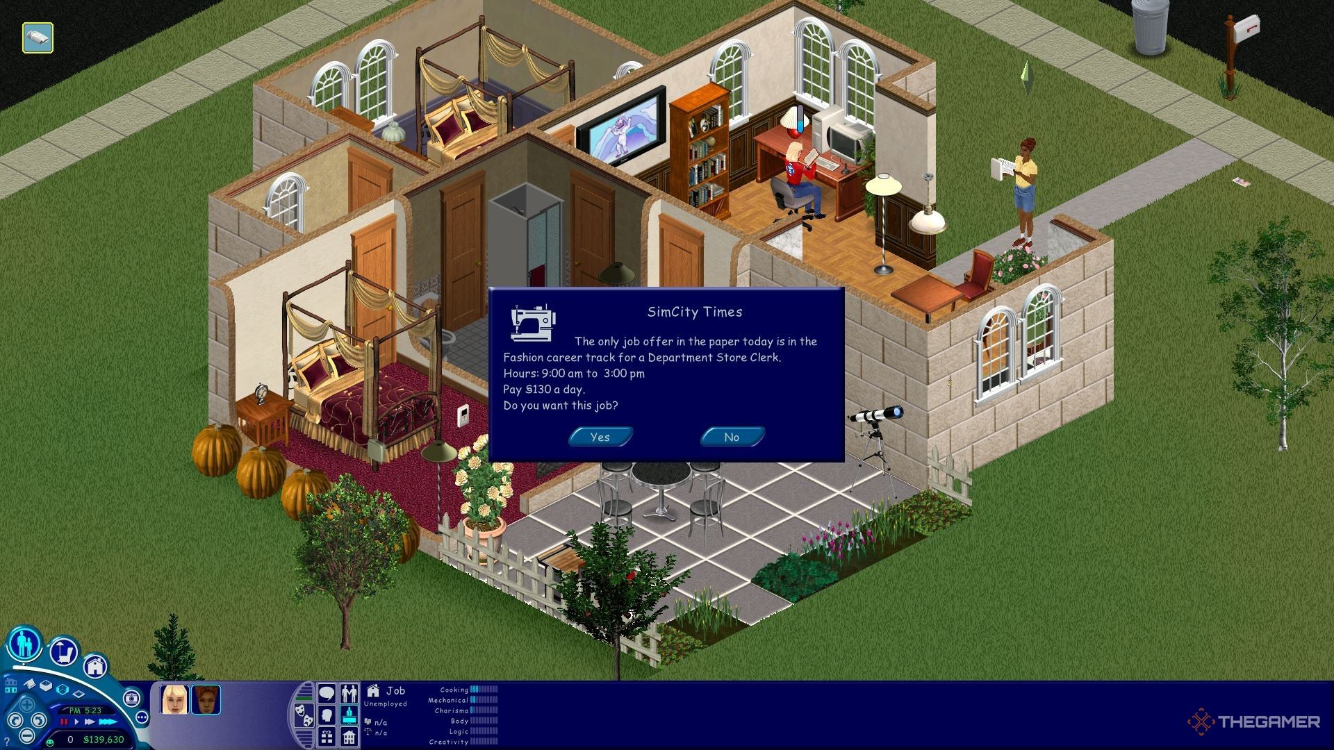 A job opening in the newspaper in The Sims 1.