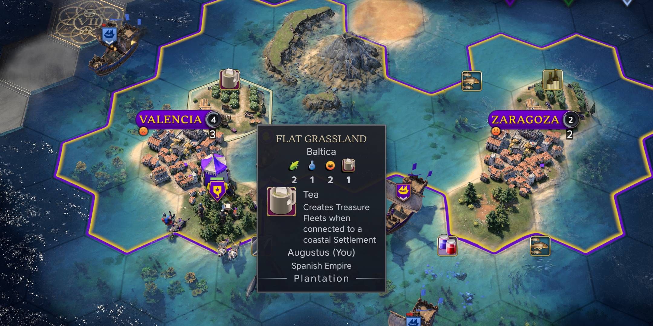 Civilization Exploration Age Island Settlements With Tea Resource