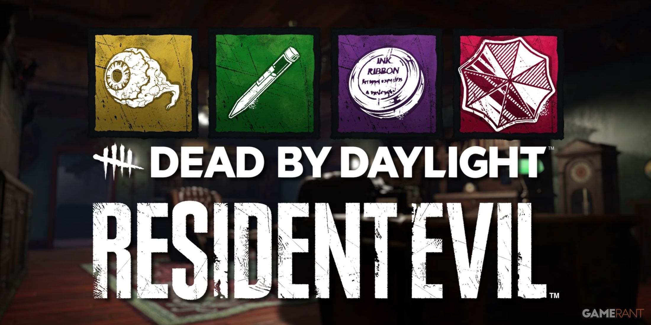 dead by daylight resident evil logo addons rpd office background