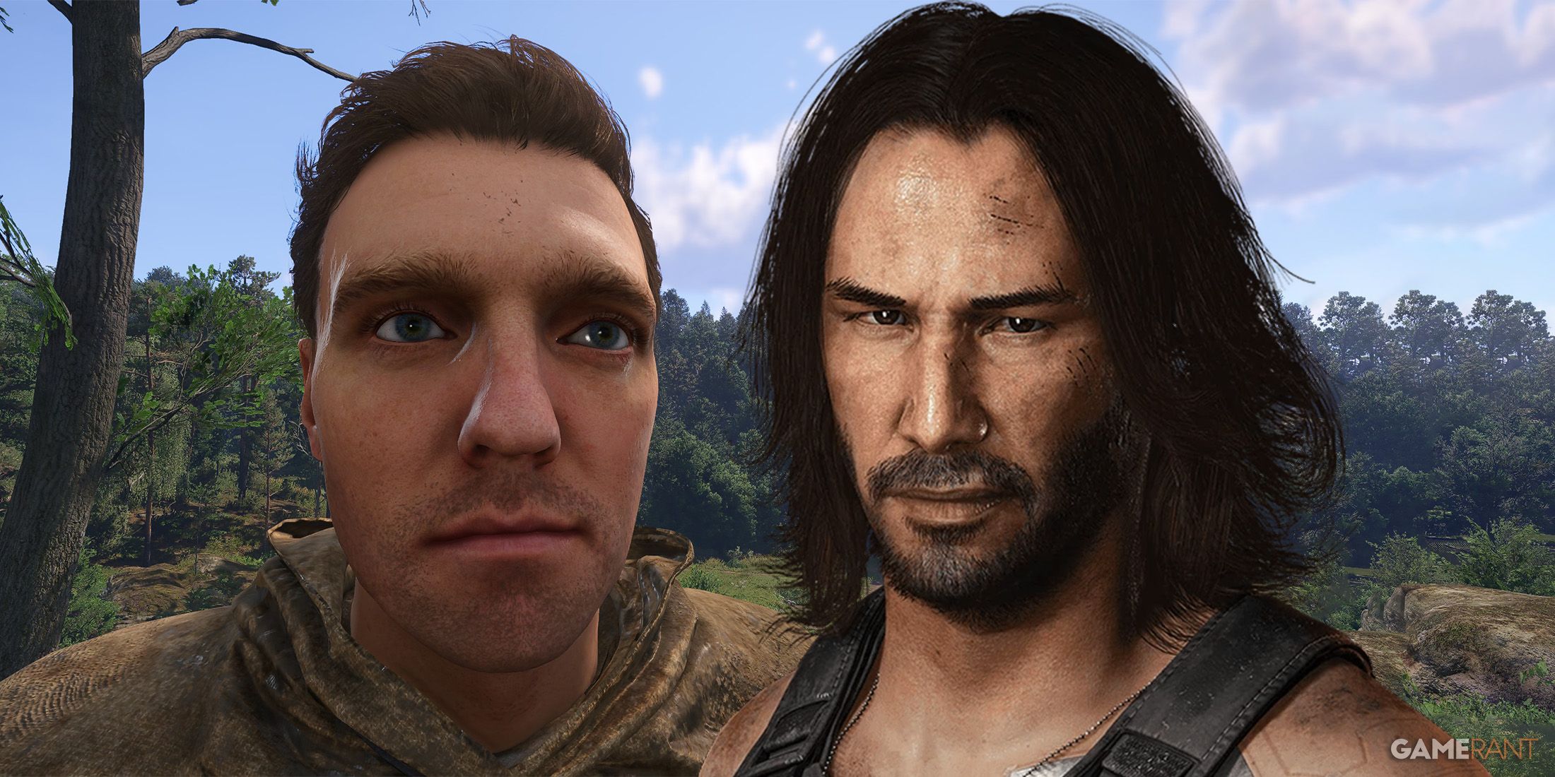 Henry from Kingdom Come Deliverance 2 KCD2 next to Johnny Silverhand from Cyberpunk 2077 2x1 composite