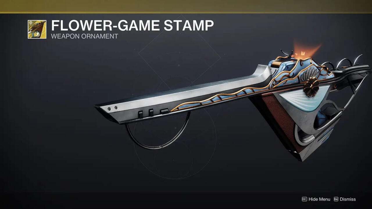 The Flower-Game Stamp ornament for Finality's Auger in Destiny 2