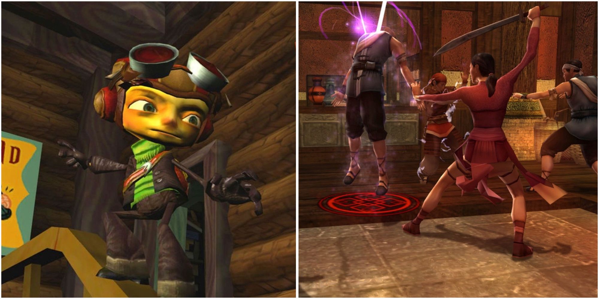 Raz in Psychonauts and Fighting enemies in Jade Empire