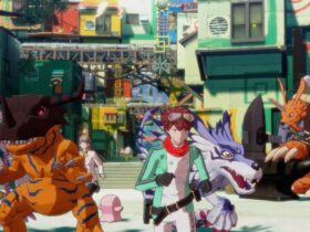 Screenshot of Digimon Story: Time Stranger of a human character running with digital monsters.