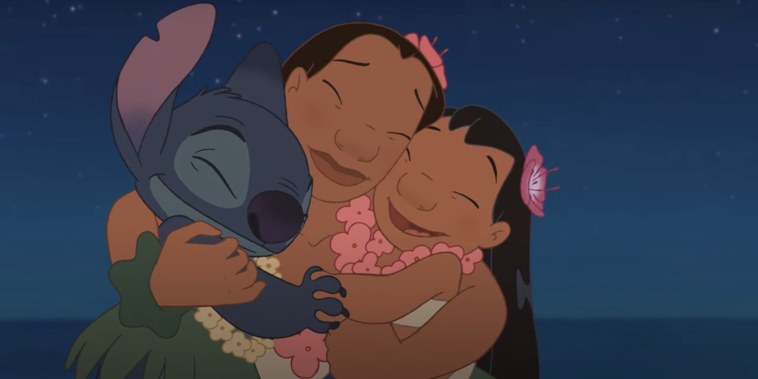 stitch, nani and lilo at the film's ending