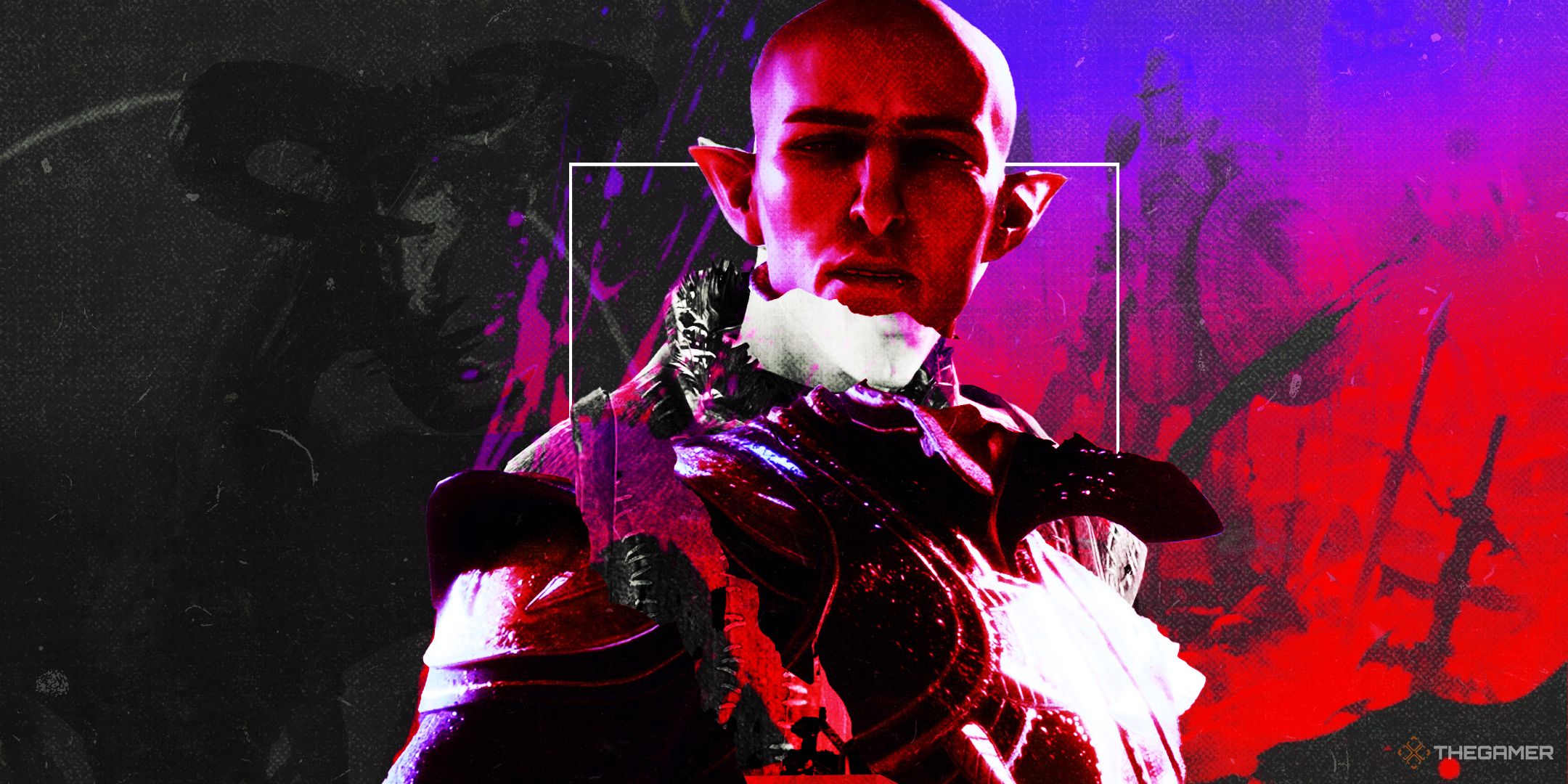 Dragon Age Solas in Inquisition and The Veilguard, spliced together over Origins and Veilguard key art.