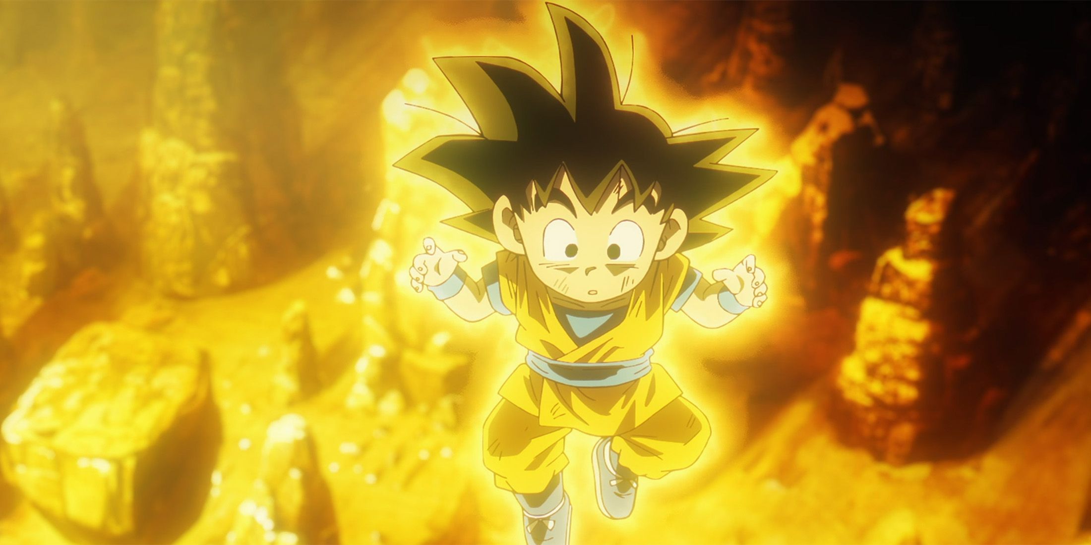 Dragon Ball DAIMA Goku Mini about to transform back into an adult