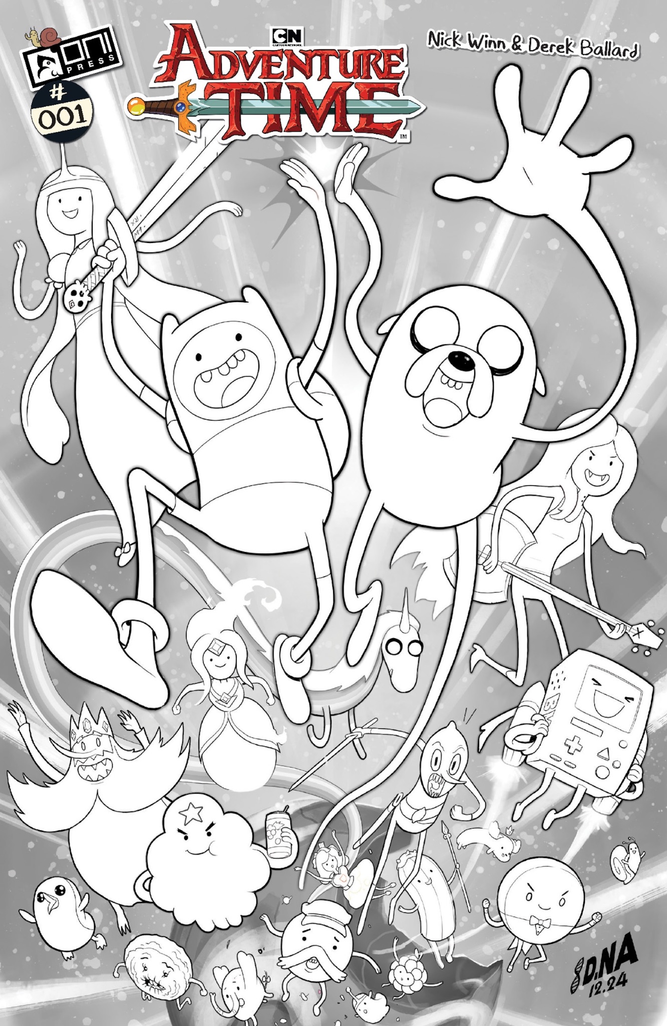 Adventure Time #1 1:100 black and white variant cover by David Nakayama.