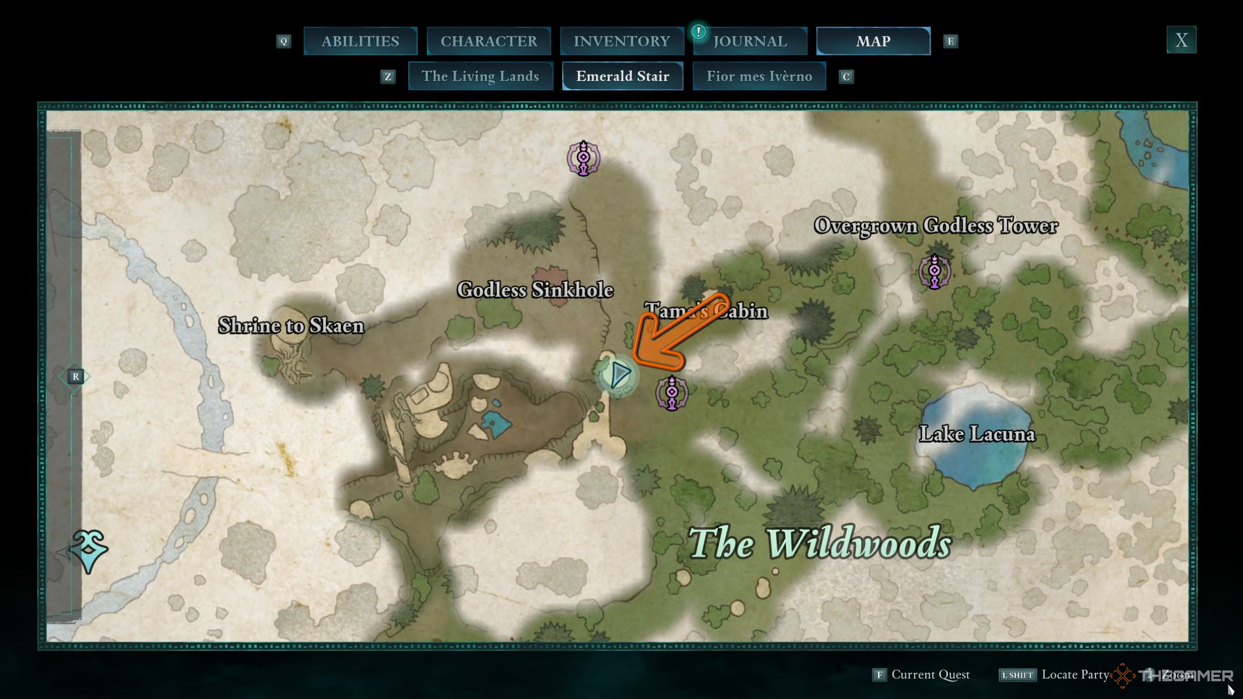 Avowed earthy aegis treasure location shown on the map.