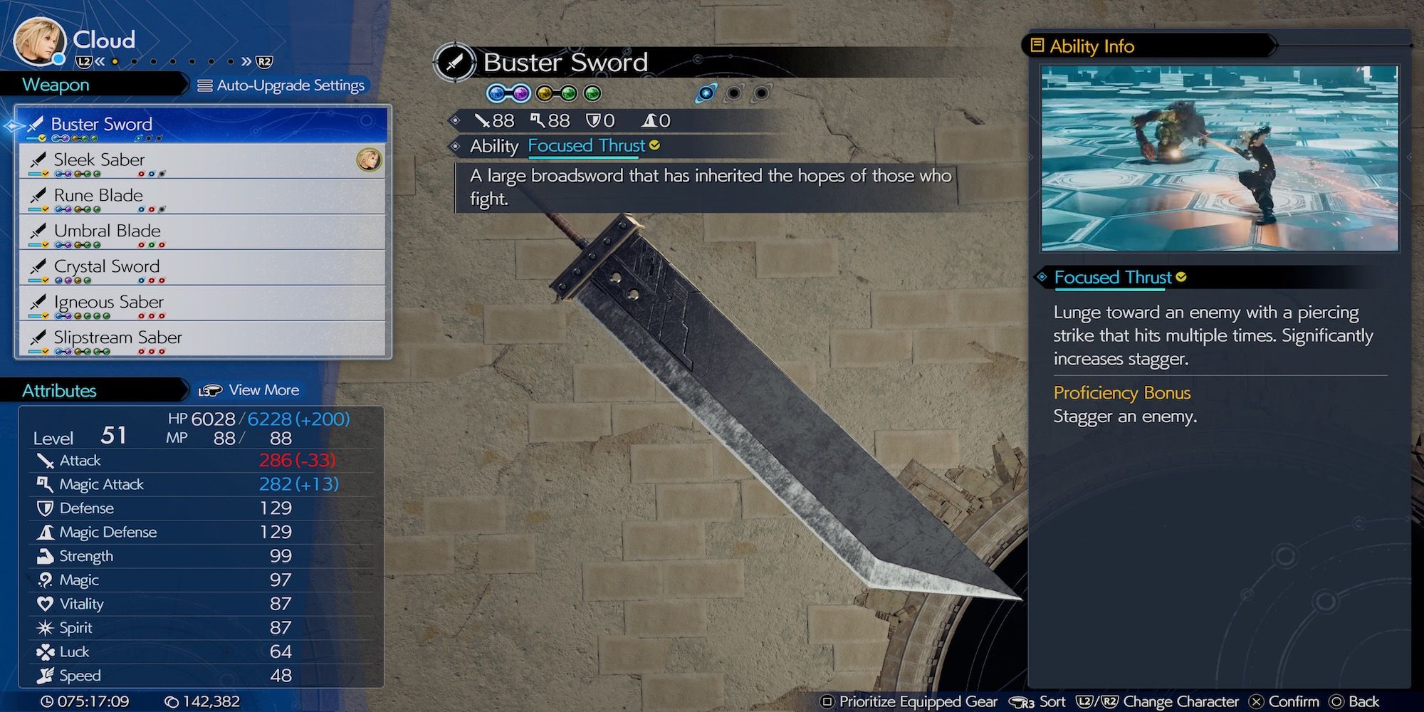 Buster Sword weapon in Final Fantasy 7 Rebirth