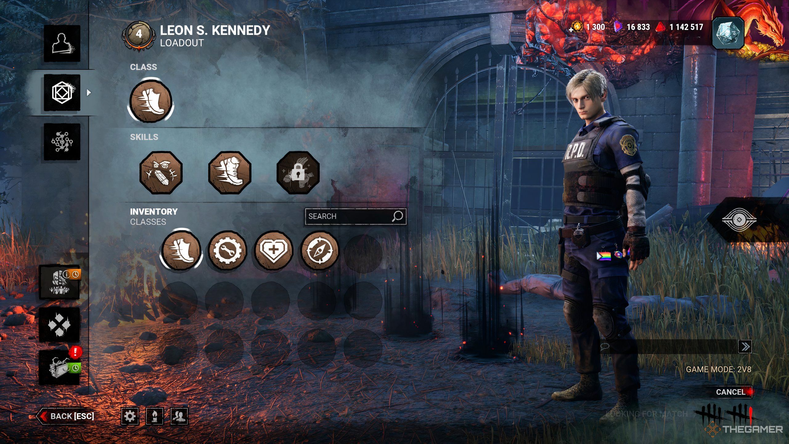 Leon Kennedy in Dead By Daylight's Resident Evil 2v8 event menu.