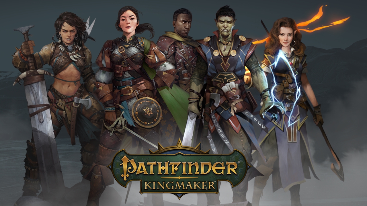 Pathfinder Kingmaker CRPG art of the five companions in the game