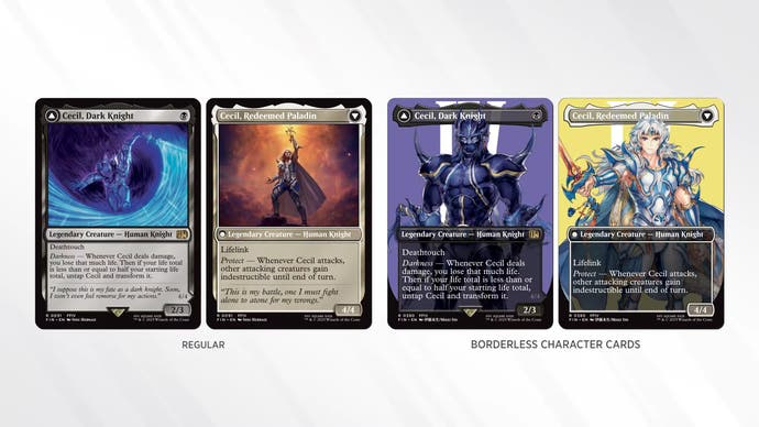 Magic: The Gathering Final Fantasy crossover showing double-sided Cecil cards from Final Fantasy 4