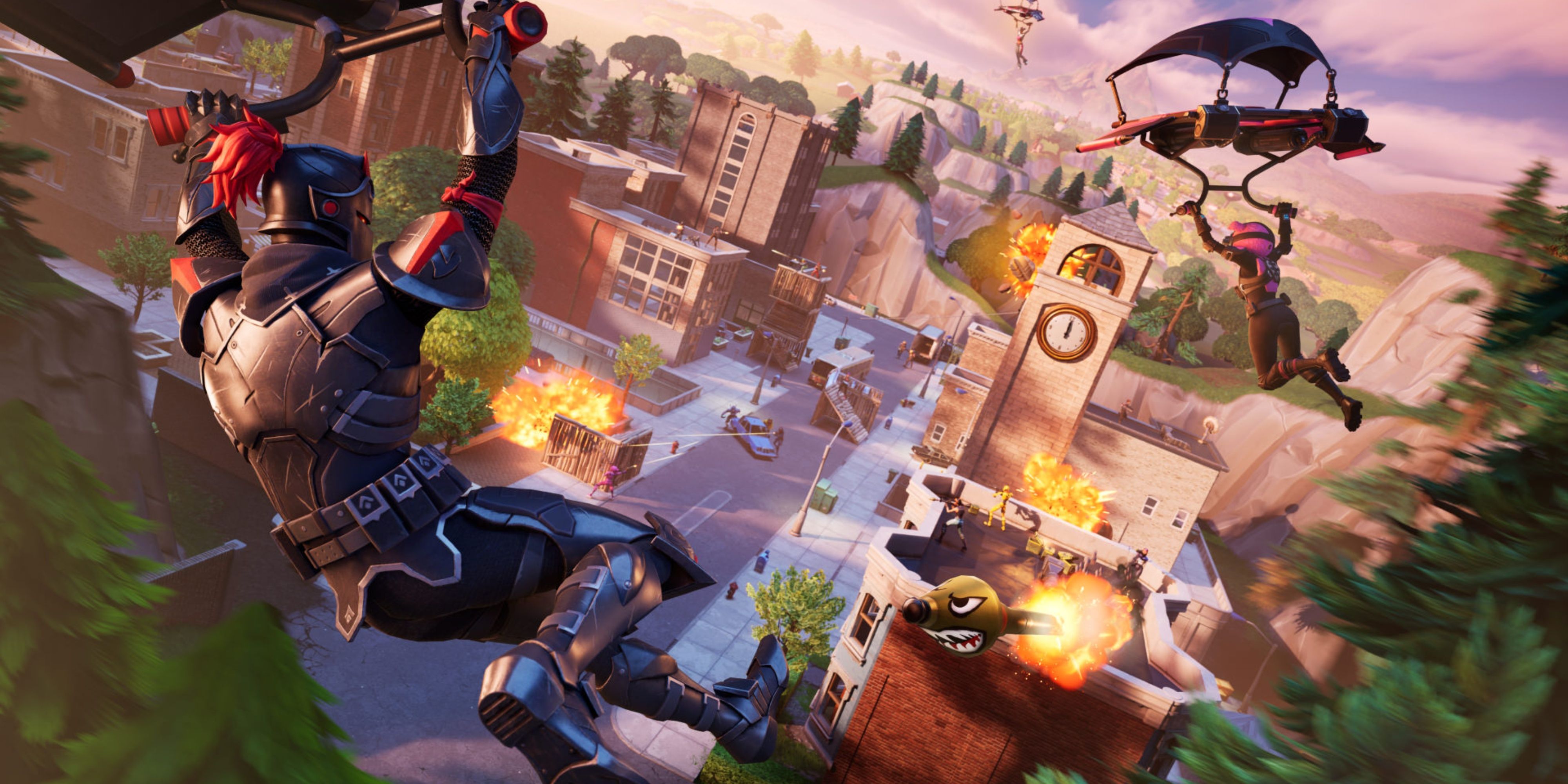 fortnite players dropping into tilted towers.